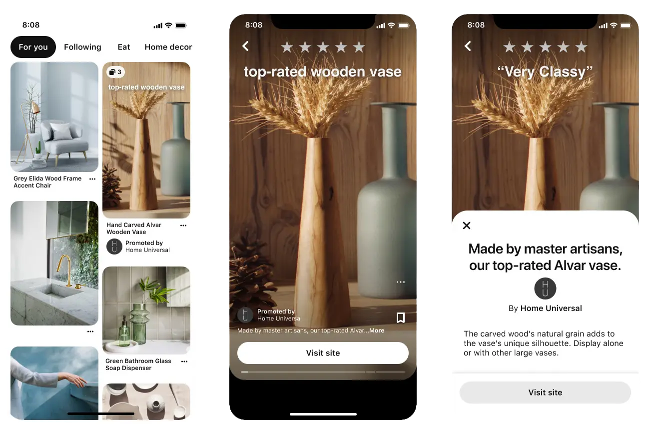 Professional Pinterest Collection Ads campaign management service for ecommerce brands and online businesses.