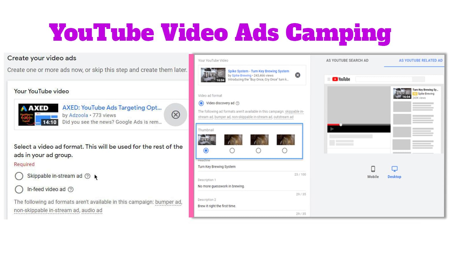 YOUTUBE VIDEO ADS CAMPING